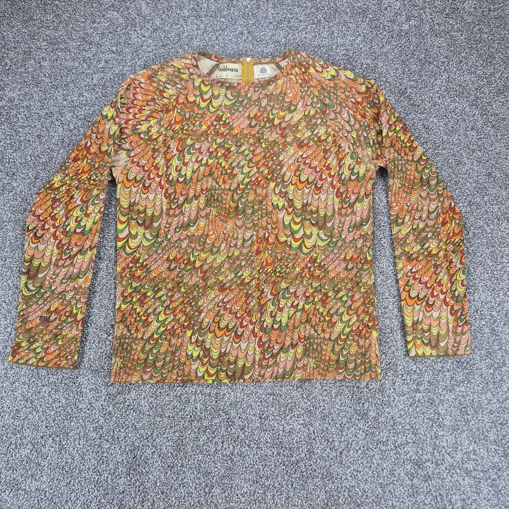 Vintage Goldworm 60s Merino Wool Long Sleeve Top Italy Size‎ 14 Multicolor